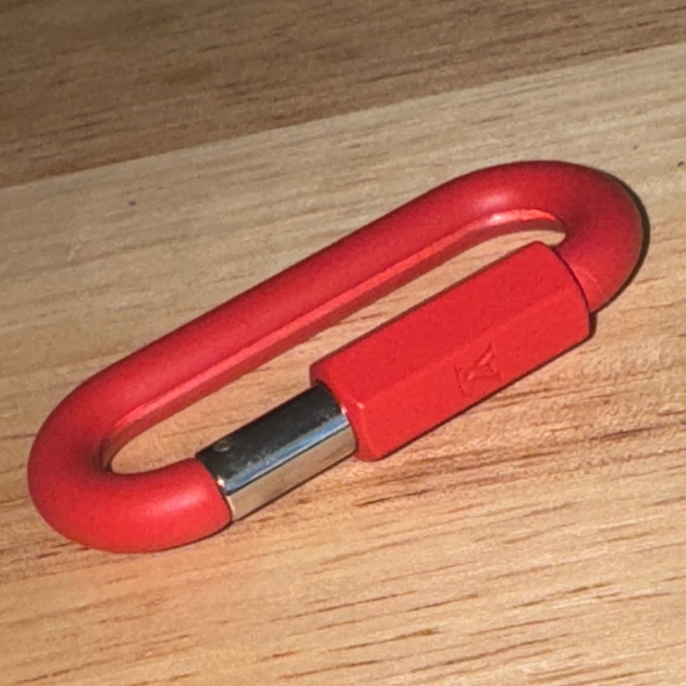 Louis Vuitton red prism Carabiner Clip keychain purse charm